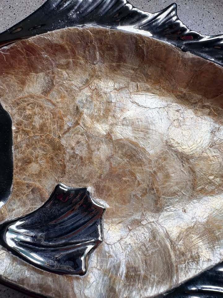 Fish-Shaped Decorative Platter with Capiz Shell Inlay