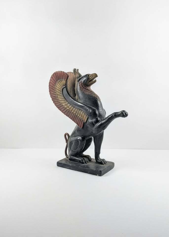 Handcrafted Mythical Griffin Sculpture with Winged Details