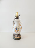 Vintage Ceramic Table Lamp with Hand-Painted Peacock Motif and Gold Accents