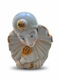 Authenticated 12in Vintage Capodimonte Porcelain Pierrot Bust with Gold Accents