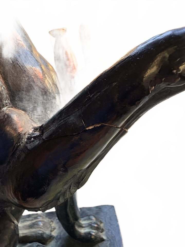 Handcrafted Mythical Griffin Sculpture with Winged Details