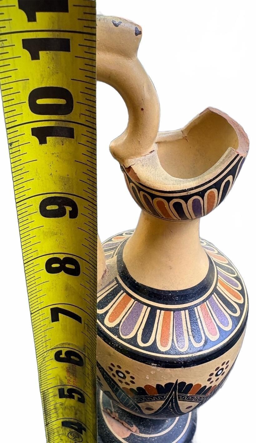 Greek Hand-Painted Ceramic Ewer by D. Vassilopoulos, Vintage Decorative Vase