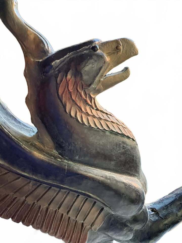 Handcrafted Mythical Griffin Sculpture with Winged Details