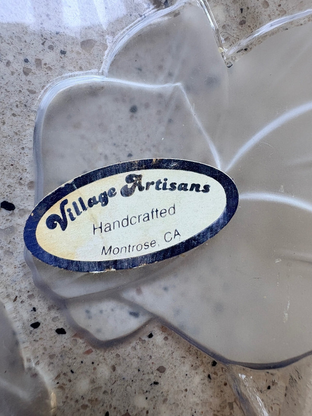 Village Artisans Handcrafted Glass Serving Platter with Leaf Design, Made in USA
