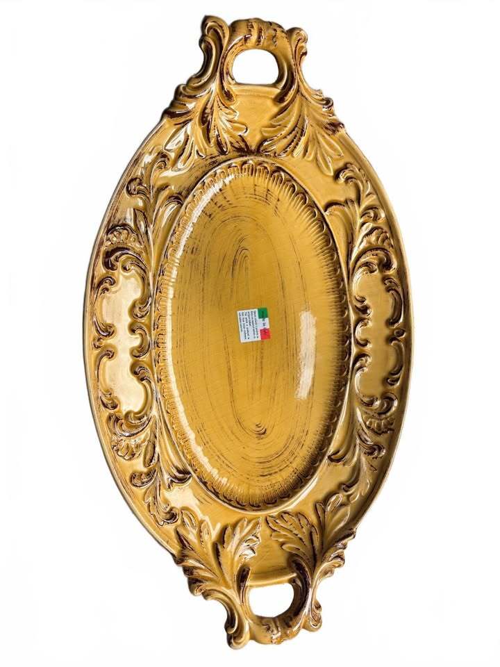 Intrada Italian Ceramic Serving Tray Yellow Glazed Honey Platter
