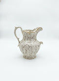 Vintage Italian Majolica Lazuli Ceramic Pitcher with Crackle Glaze Gold Accents