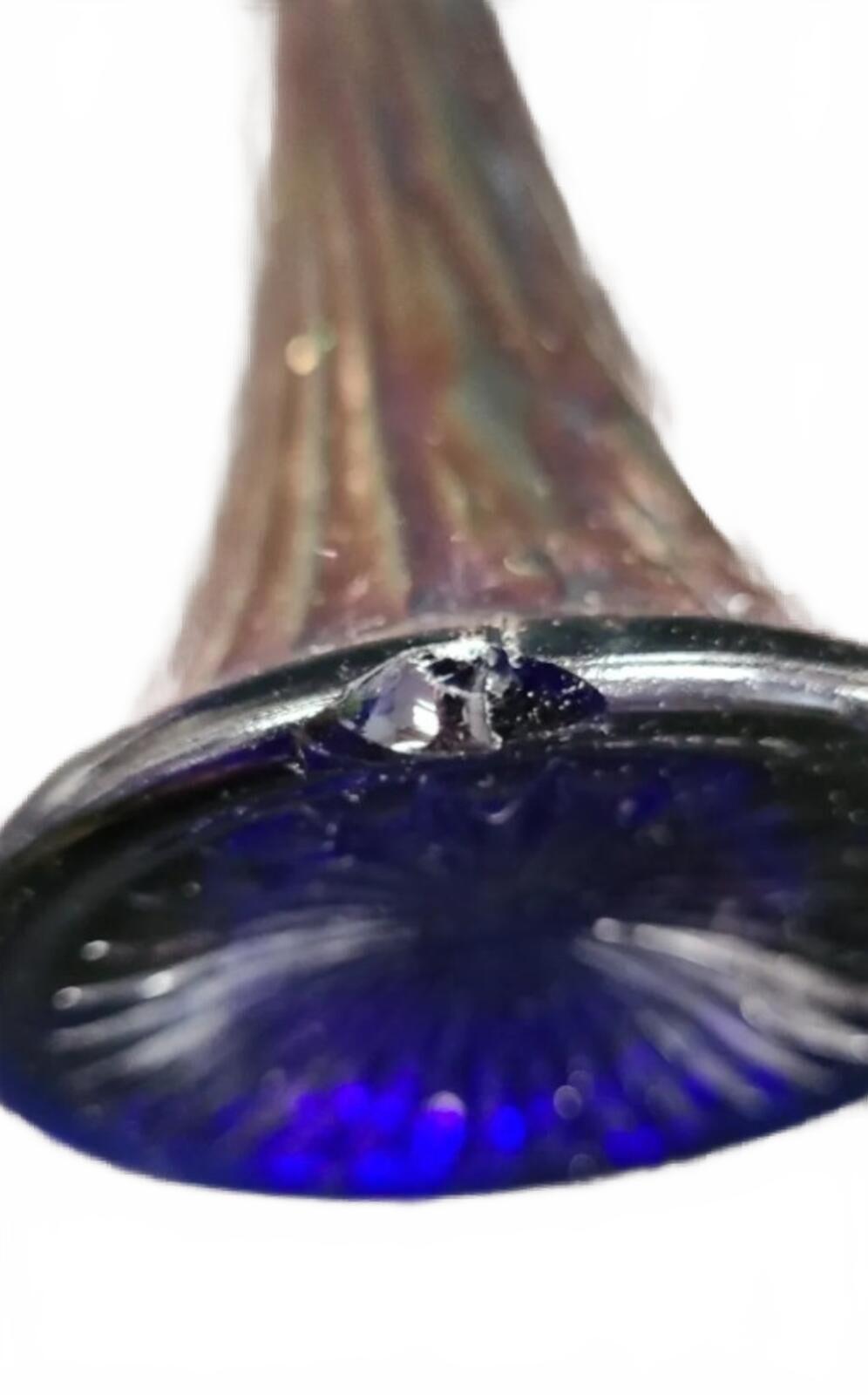 Vintage Tall Iridescent Carnival Glass Vase with Fluted Rim