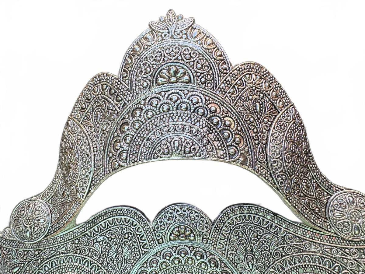 Ornate Silver Plate Footed Serving Tray, Pierced Scalloped Border