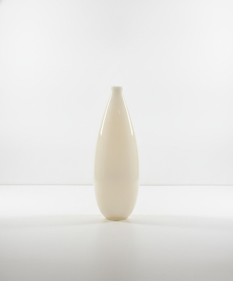 16" Vintage MCM Ceramic Cream Teardrop Vase with Glossy Finish