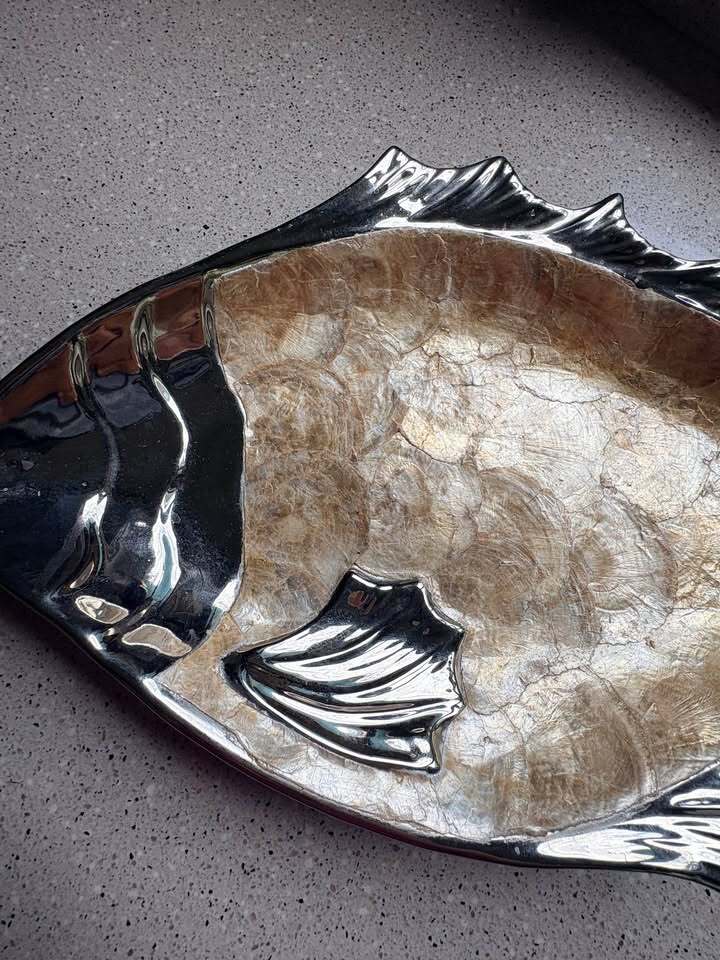 Fish-Shaped Decorative Platter with Capiz Shell Inlay