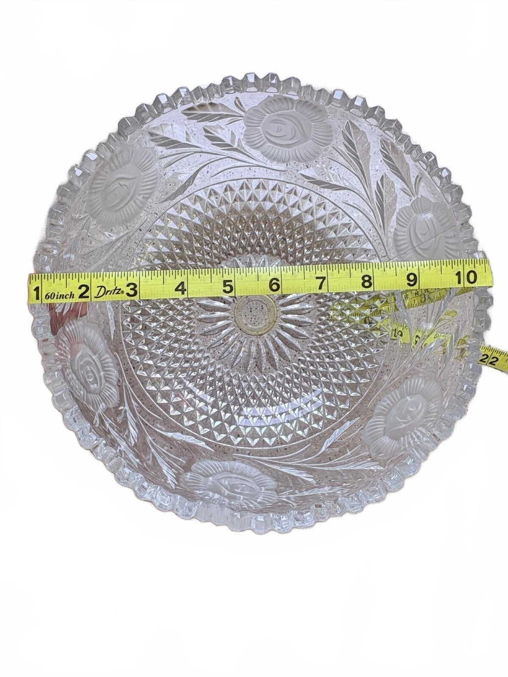 Vintage Pressed Glass Floral Pattern Bowl, 10-inch Diameter
