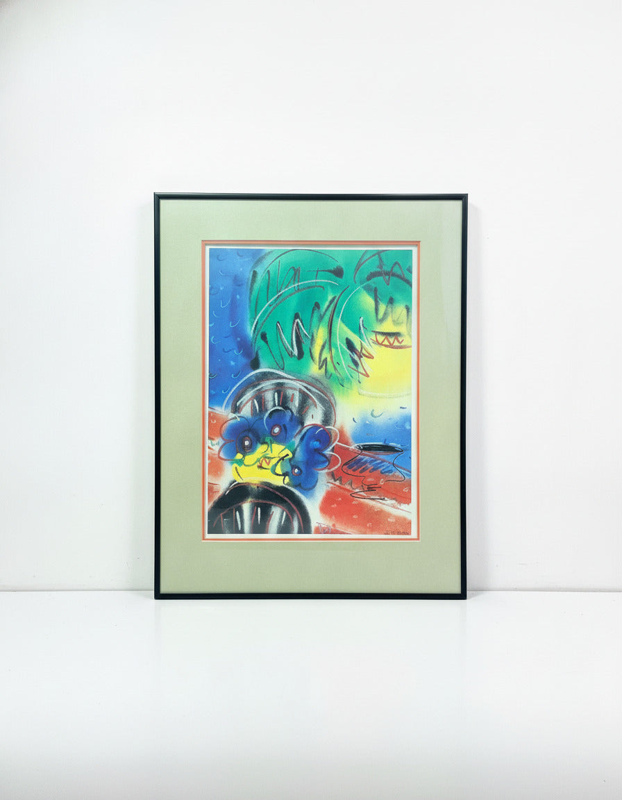 S. McLean Abstract Expressionist Signed Wall Art Print in Frame