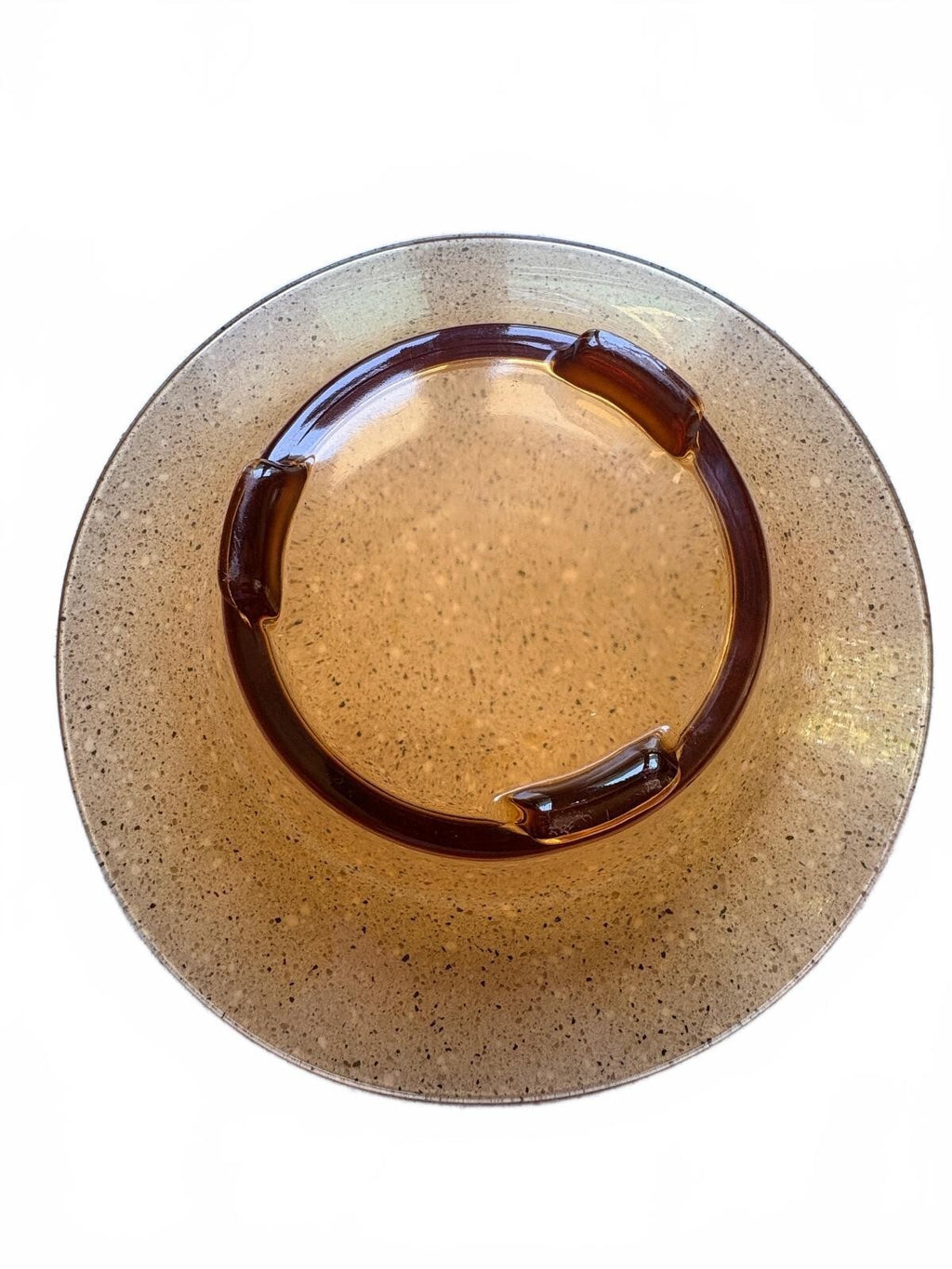Vintage Amber Glass Pedestal Bowl - Mid-Century Modern Style