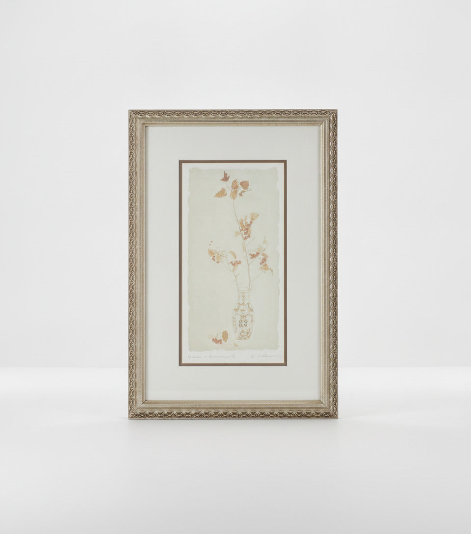A. Melvin Signed 'Leaves & Branches II' Floral Print in Ornate Gold Frame