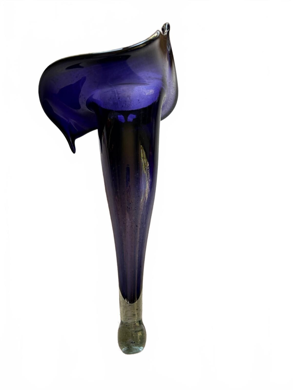 Indigo Jack in Pulpit Art Glass Calla Lily Vase with Hanger