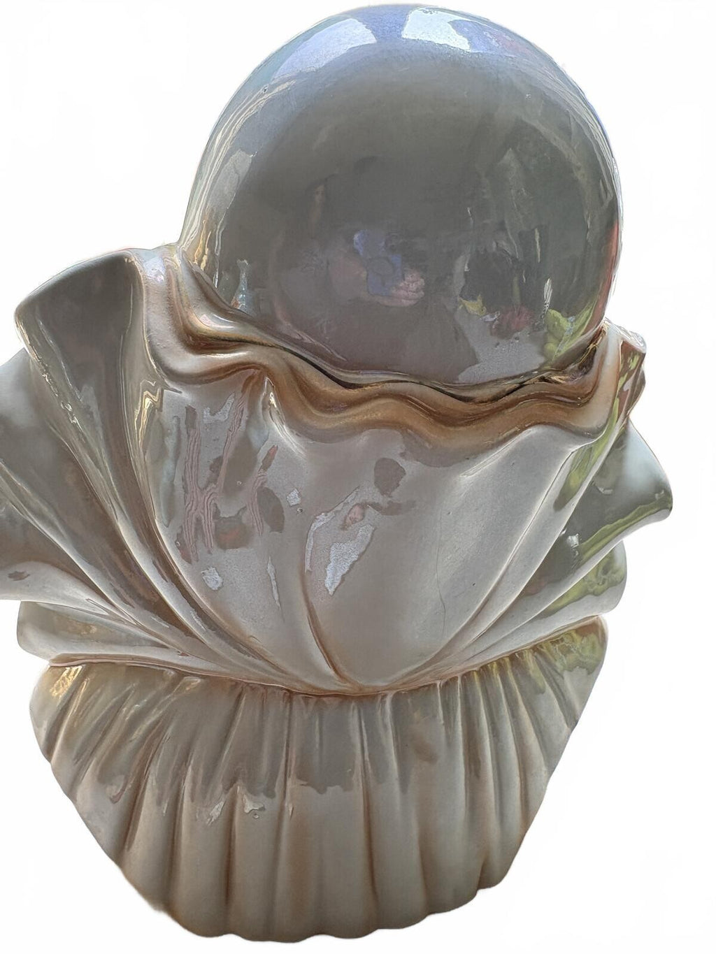 Authenticated 12in Vintage Capodimonte Porcelain Pierrot Bust with Gold Accents