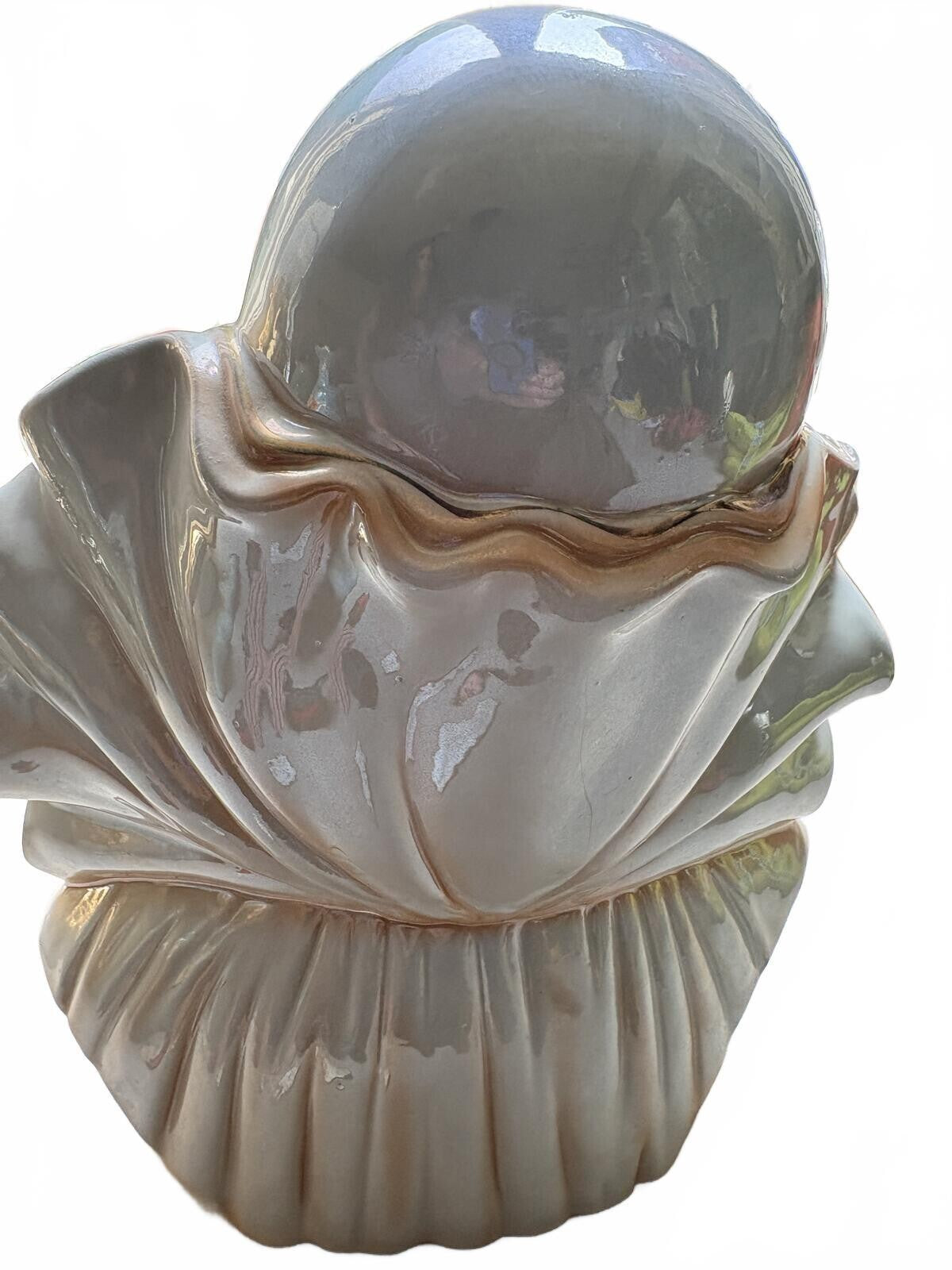 Authenticated 12in Vintage Capodimonte Porcelain Pierrot Bust with Gold Accents