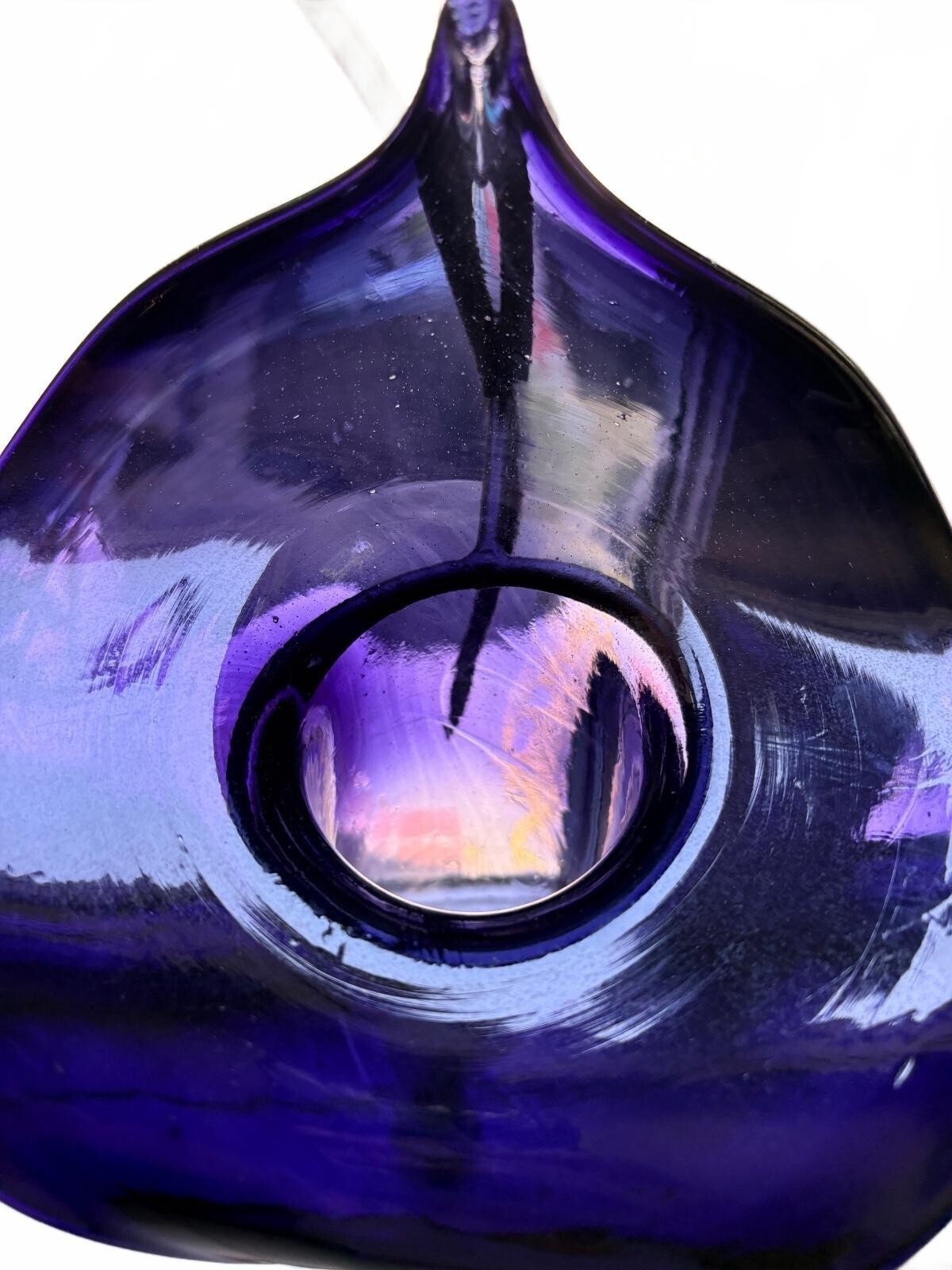 Indigo Jack in Pulpit Art Glass Calla Lily Vase with Hanger