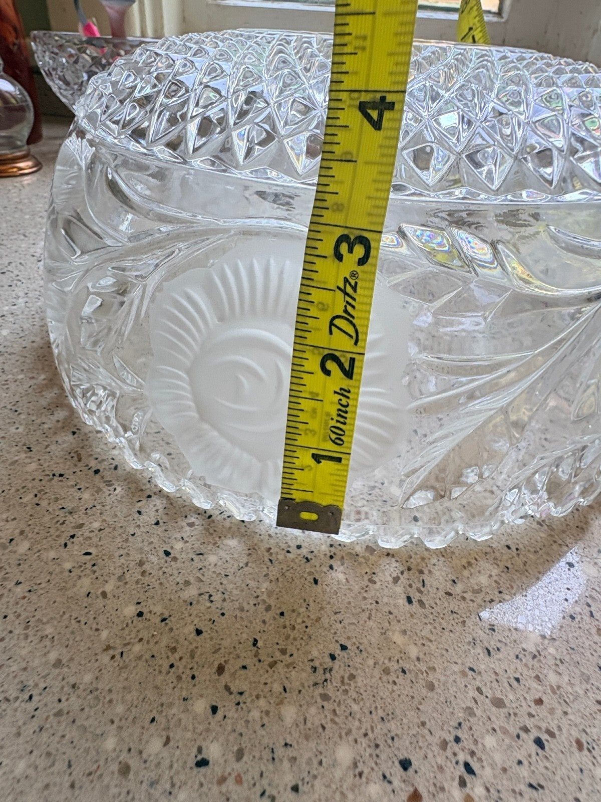 Vintage Pressed Glass Floral Pattern Bowl, 10-inch Diameter