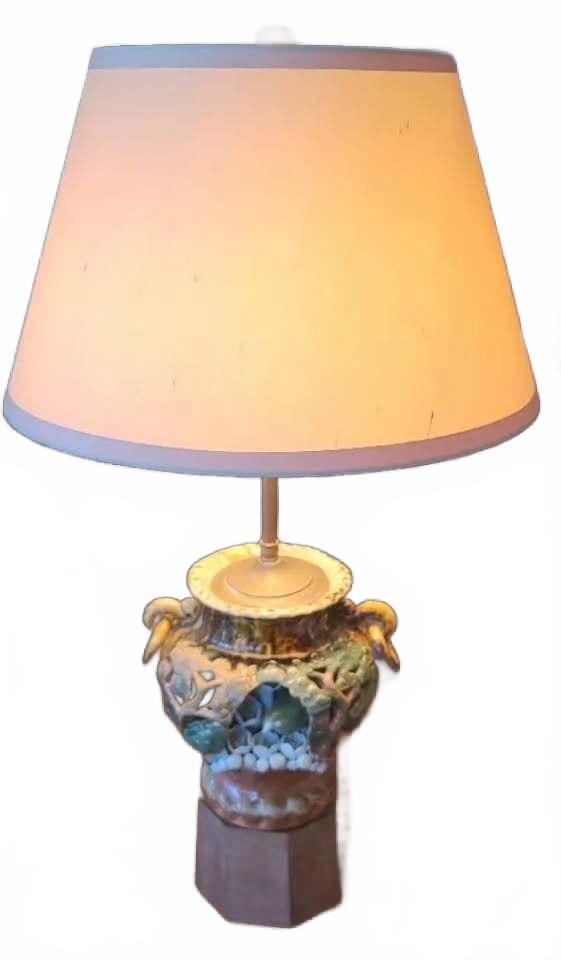 MCM Capodimonte Ceramic Table Lamp with Decorative Bird Motif- No Shade Included