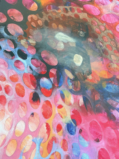 18x24 Abstract Circles Painting on Canvas with Vibrant Colors