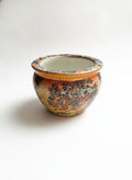 Vintage Japanese Satsuma Miniature Fishbowl Planter with Figural Scene