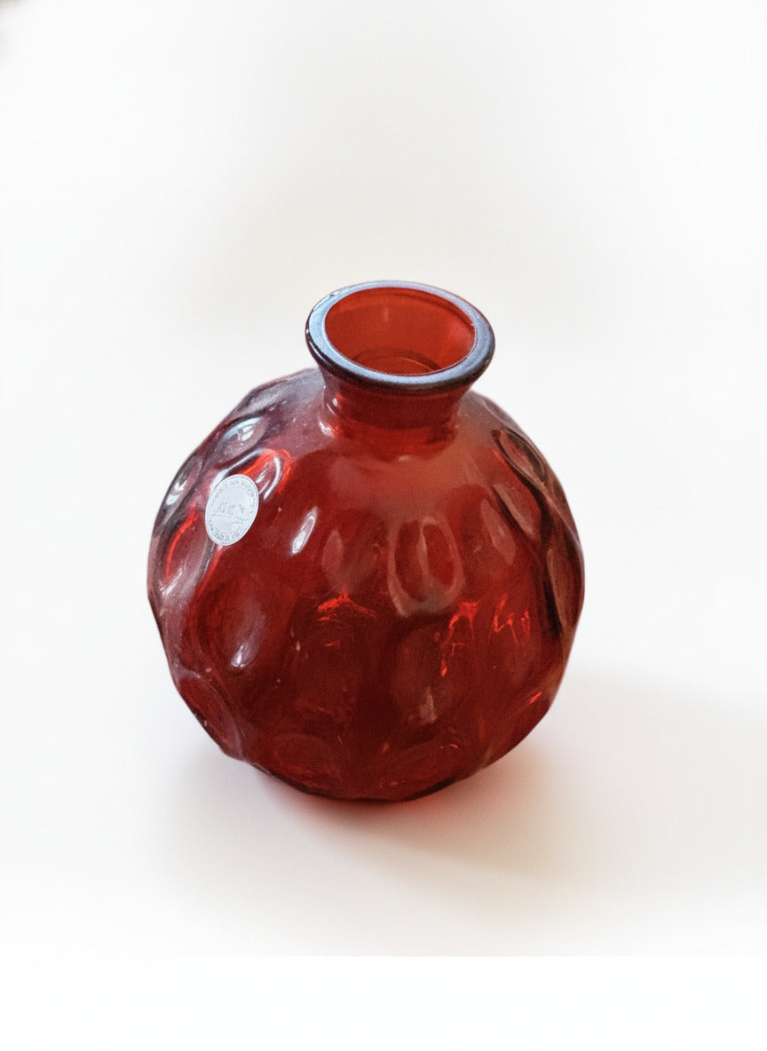 Vidrios San Miguel Red Recycled Glass Vase Handmade in Spain