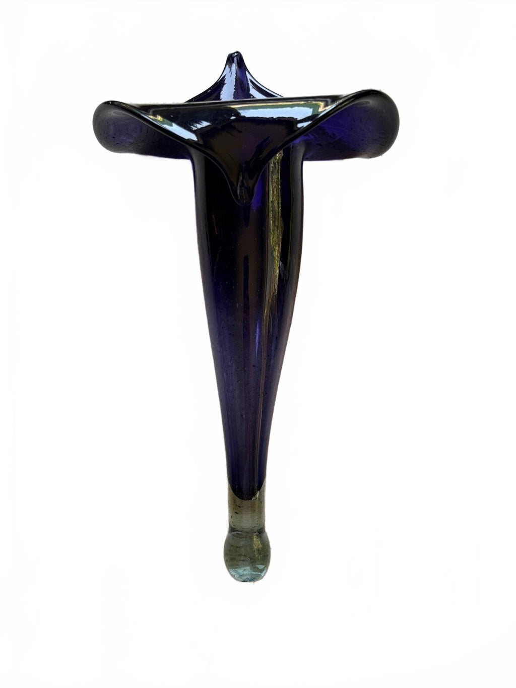 Indigo Jack in Pulpit Art Glass Calla Lily Vase with Hanger