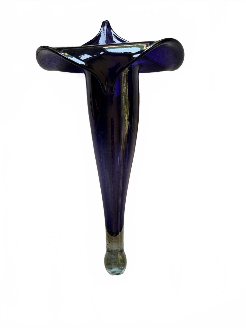Indigo Jack in Pulpit Art Glass Calla Lily Vase with Hanger