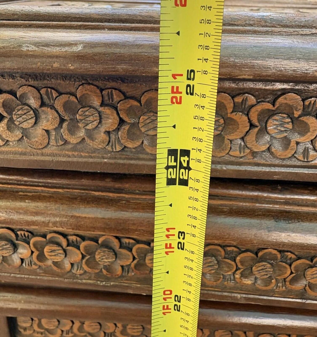 Vintage Hand Carved Chinese Wood Nesting Tables, Set of 4