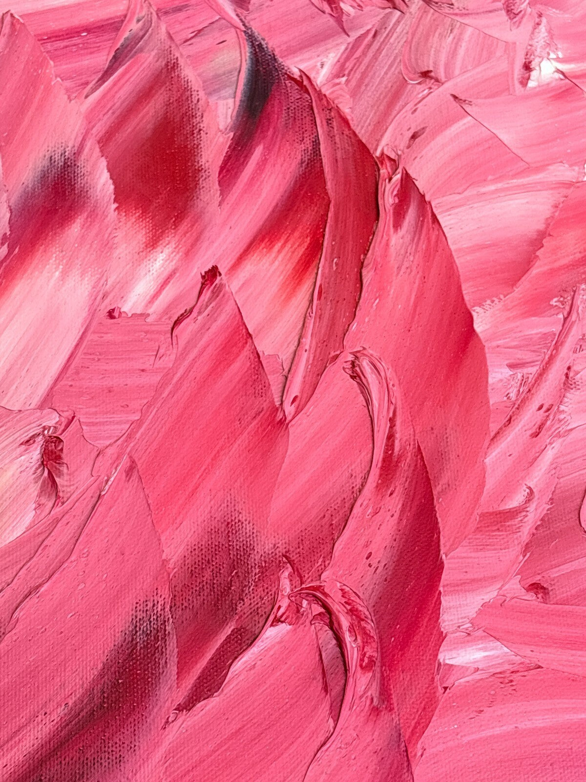 Original Signed Abstract Pink Palette Knife Painting with Black Frame, Hollywood