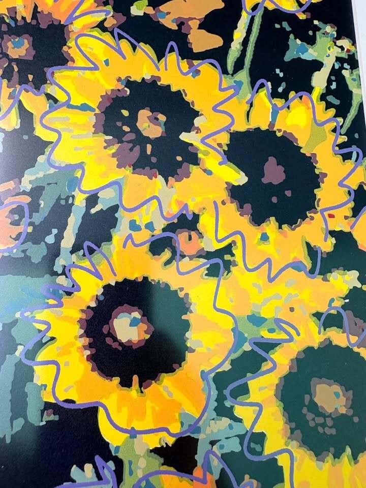 Framed Sunflower Floral Art Print with Black Wood Frame 20 x29 inches