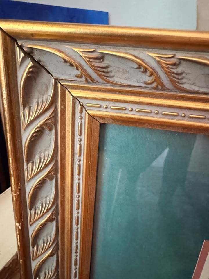 40 x 32" Framed Vintage Landscape Oil Painting Print with Decorative Gold Frame