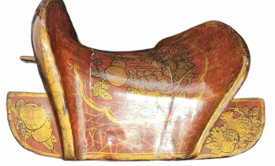 Rare Antique Handpainted Wooden Mongolian Saddle