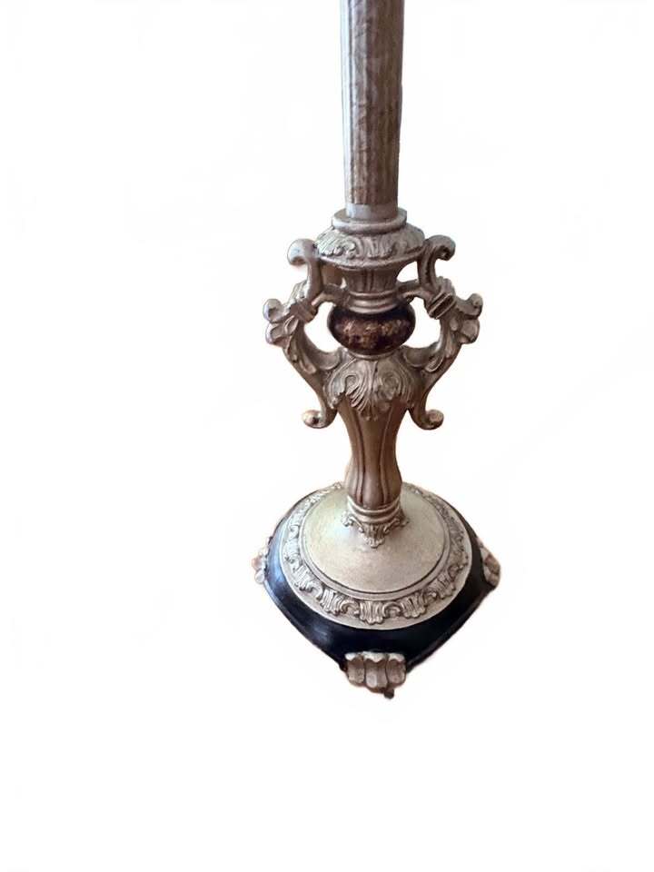 Hollywood Regency Style Vintage Table Lamp with Ornate Base and Fabric Shade