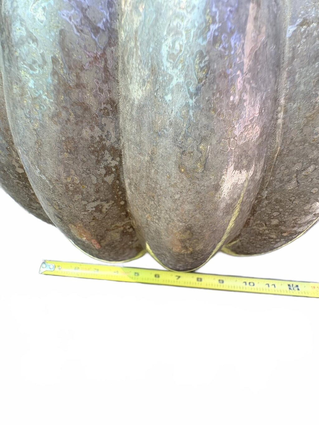 Vintage Pumpkin-Shaped Table Lamp Base with Patina Finish