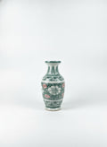 Vintage Green and Pink Floral Ceramic Vase