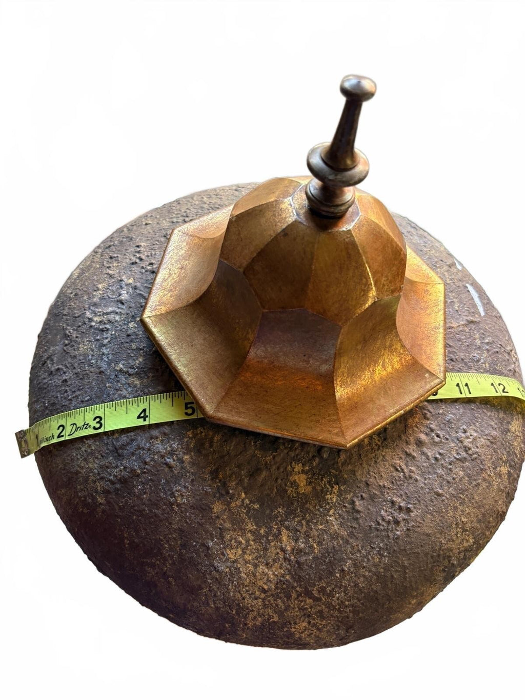 Rustic Asian-Inspired Bronze and Wood Lidded Jar with Stand