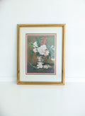 Vintage Floral Still Life Print in Gold Frame with Matting