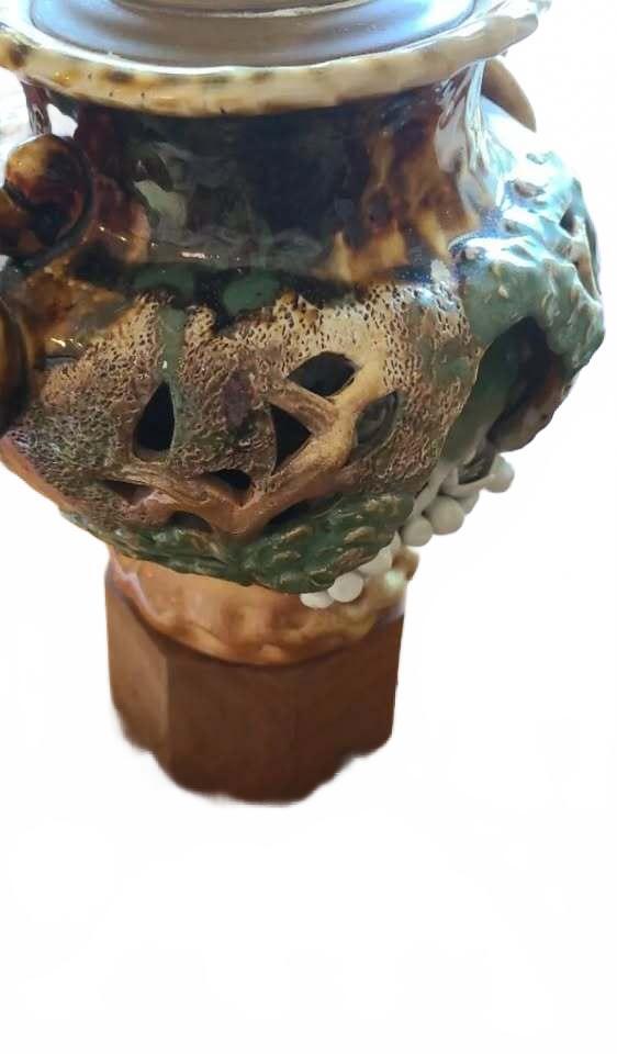 MCM Capodimonte Ceramic Table Lamp with Decorative Bird Motif- No Shade Included