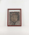 Rare Antique 12 x 15" Framed Yao Ceremonial Mask Depicting Dao Tsien Tao Figure