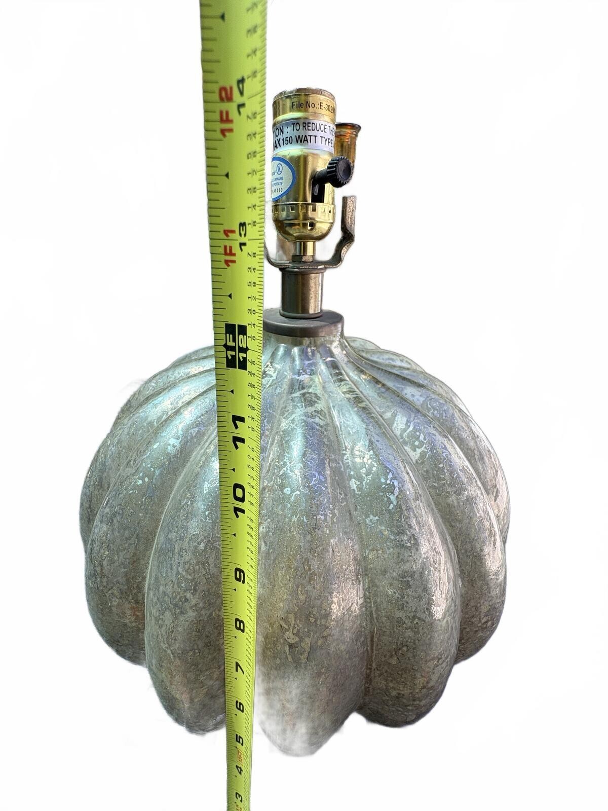 Vintage Pumpkin-Shaped Table Lamp Base with Patina Finish