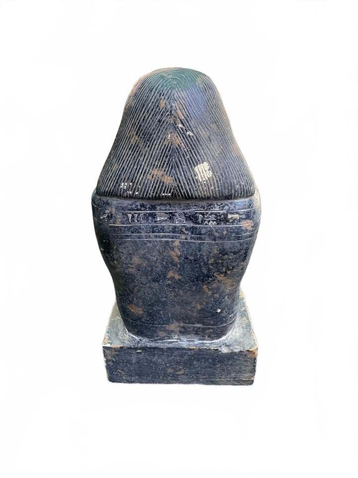 Ancient Egyptian Style Black Stone Ushabti Statue with Hieroglyphs