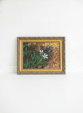 16 x 20" Signed Vintage Floral Oil Painting with Ornate Gold Frame