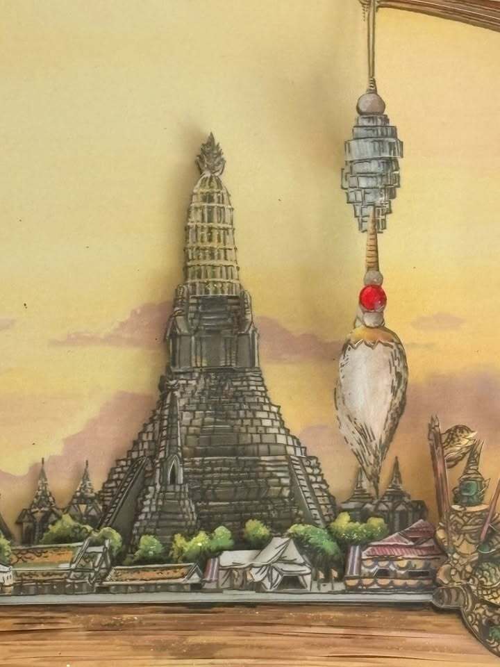 Vintage Thai Royal Barges 3D Art Print Framed Illustration with Cultural Text