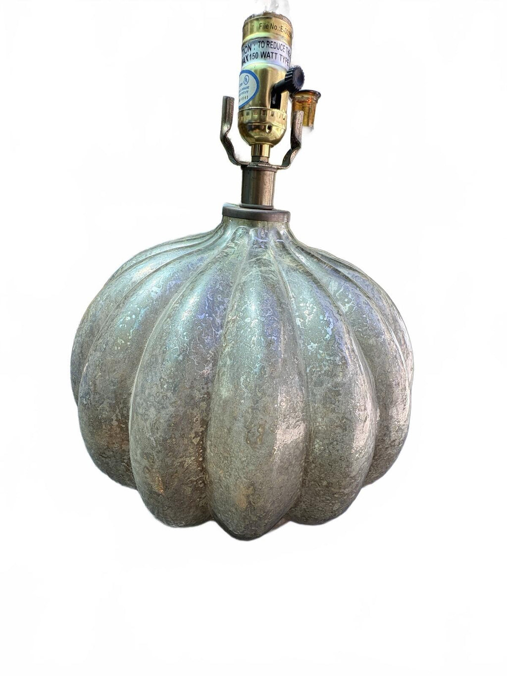 Vintage Pumpkin-Shaped Table Lamp Base with Patina Finish