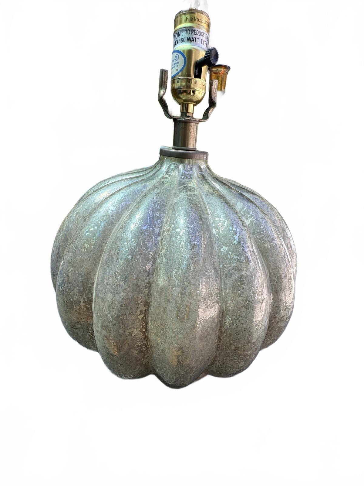 Vintage Pumpkin-Shaped Table Lamp Base with Patina Finish