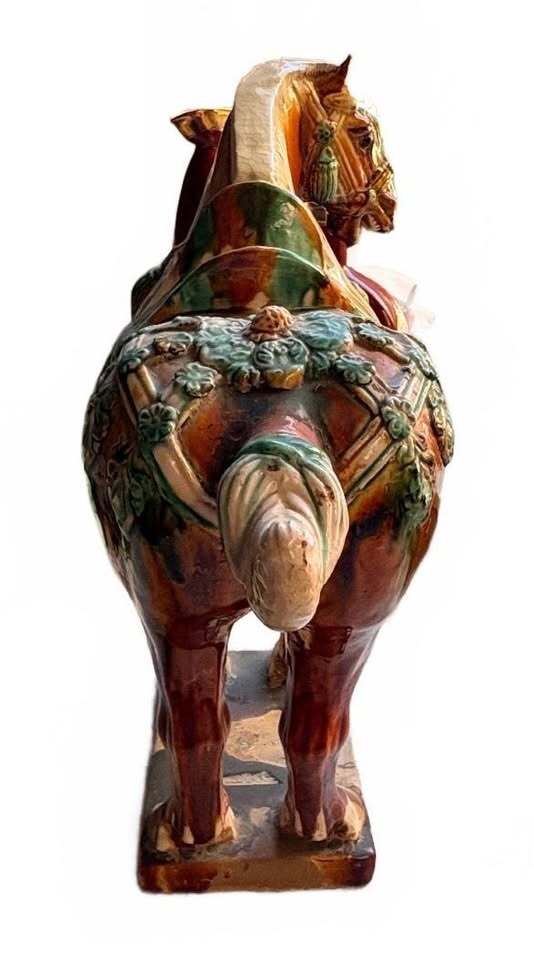 Vintage Ceramic Tang Dynasty Style Glazed Horse Sculpture