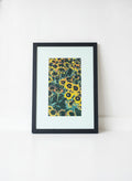 Framed Sunflower Floral Art Print with Black Wood Frame 20 x29 inches