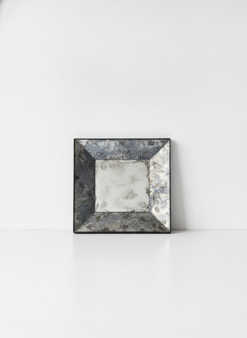 Square Antiqued Glass Wall Mirror